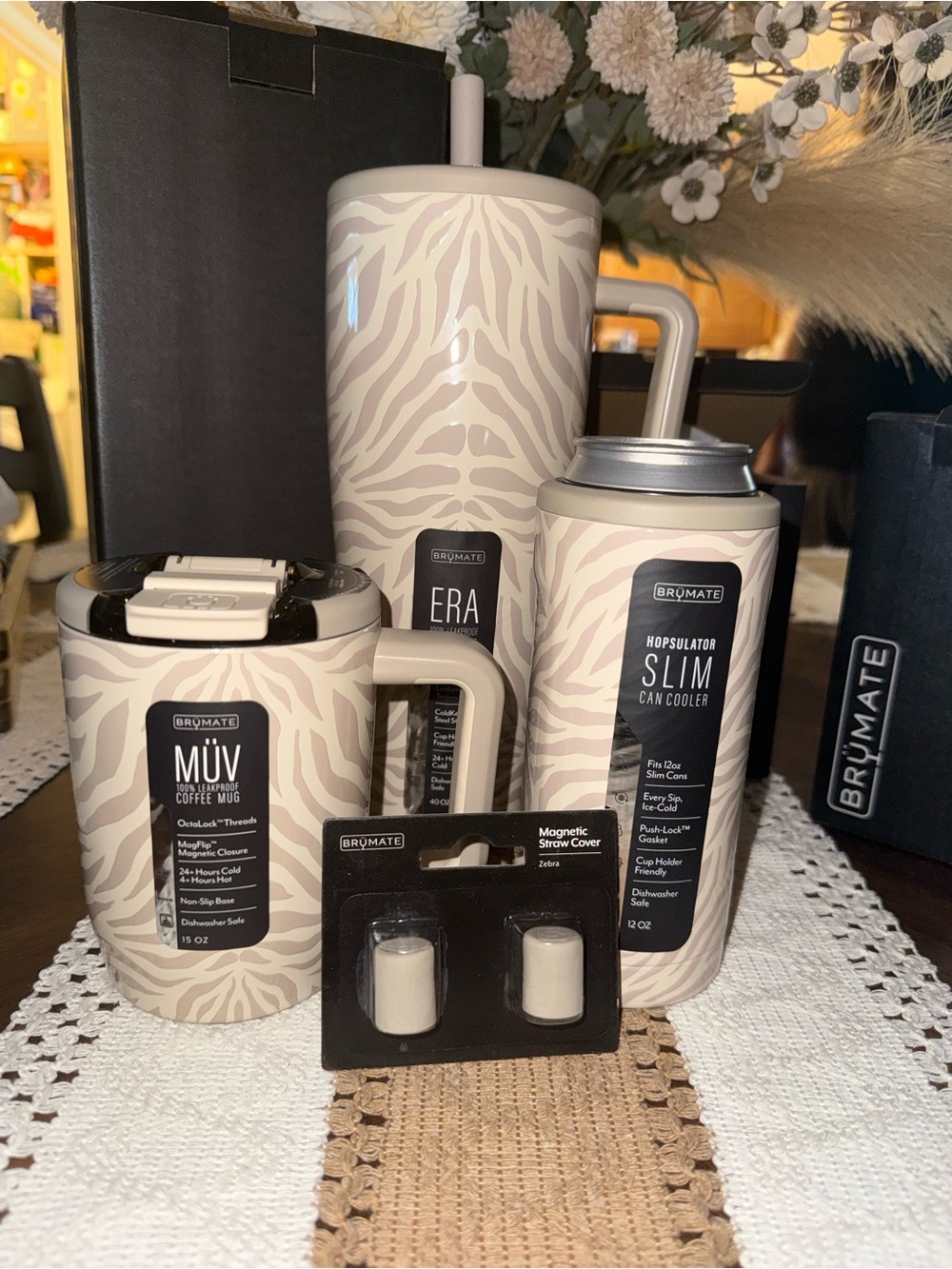 BrüMate Zebra Pattern 40oz Era, 15oz MÜV Coffee Mug & Slim Can Cooler Set